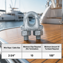 Galvanized Drop Forged Wire Rope Clips, Heavy Duty Marine Cable Clamps for Steel Cable, Rigging, Hoisting, Securing, and Loop Ends