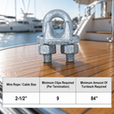 Galvanized Drop Forged Wire Rope Clips, Heavy Duty Marine Cable Clamps for Steel Cable, Rigging, Hoisting, Securing, and Loop Ends