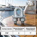 Galvanized Drop Forged Wire Rope Clips, Heavy Duty Marine Cable Clamps for Steel Cable, Rigging, Hoisting, Securing, and Loop Ends