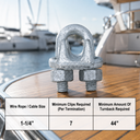 Galvanized Drop Forged Wire Rope Clips, Heavy Duty Marine Cable Clamps for Steel Cable, Rigging, Hoisting, Securing, and Loop Ends