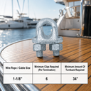 Galvanized Drop Forged Wire Rope Clips, Heavy Duty Marine Cable Clamps for Steel Cable, Rigging, Hoisting, Securing, and Loop Ends