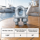 Galvanized Drop Forged Wire Rope Clips, Heavy Duty Marine Cable Clamps for Steel Cable, Rigging, Hoisting, Securing, and Loop Ends