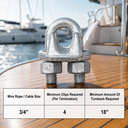 Galvanized Drop Forged Wire Rope Clips, Heavy Duty Marine Cable Clamps for Steel Cable, Rigging, Hoisting, Securing, and Loop Ends
