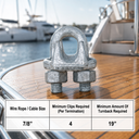 Galvanized Drop Forged Wire Rope Clips, Heavy Duty Marine Cable Clamps for Steel Cable, Rigging, Hoisting, Securing, and Loop Ends
