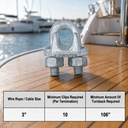 Galvanized Drop Forged Wire Rope Clips, Heavy Duty Marine Cable Clamps for Steel Cable, Rigging, Hoisting, Securing, and Loop Ends