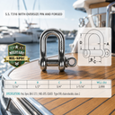 Mil Spec T316 Stainless Steel Forged Load Rated Screw Pin Anchor Shackle, Marine Grade Rigging Shackle for Chain and Cable