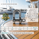 Mil Spec T316 Stainless Steel Forged Load Rated Screw Pin Anchor Shackle, Marine Grade Rigging Shackle for Chain and Cable