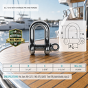 Mil Spec T316 Stainless Steel Forged Load Rated Screw Pin Anchor Shackle, Marine Grade Rigging Shackle for Chain and Cable