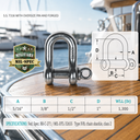 Mil Spec T316 Stainless Steel Forged Load Rated Screw Pin Anchor Shackle, Marine Grade Rigging Shackle for Chain and Cable