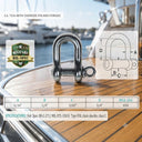 Mil Spec T316 Stainless Steel Forged Load Rated Screw Pin Anchor Shackle, Marine Grade Rigging Shackle for Chain and Cable