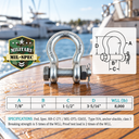 Mil Spec T316 Stainless Steel Bolt Pin Anchor Shackle, Non-Magnetic Drop Forged Marine Rigging Shackle for Boat and Chain