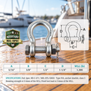 Mil Spec T316 Stainless Steel Bolt Pin Anchor Shackle, Non-Magnetic Drop Forged Marine Rigging Shackle for Boat and Chain