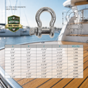 Mil Spec T316 Stainless Steel Screw Pin Anchor Shackle, Drop Forged Non-Magnetic Marine Rigging Shackle for Boat and Chain