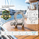 Mil Spec T316 Stainless Steel Screw Pin Anchor Shackle, Drop Forged Non-Magnetic Marine Rigging Shackle for Boat and Chain
