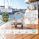 Mil Spec T316 Stainless Steel Screw Pin Anchor Shackle, Drop Forged Non-Magnetic Marine Rigging Shackle for Boat and Chain