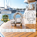 Mil Spec T316 Stainless Steel Screw Pin Anchor Shackle, Drop Forged Non-Magnetic Marine Rigging Shackle for Boat and Chain