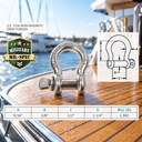 Mil Spec T316 Stainless Steel Screw Pin Anchor Shackle, Drop Forged Non-Magnetic Marine Rigging Shackle for Boat and Chain