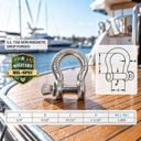 Mil Spec T316 Stainless Steel Screw Pin Anchor Shackle, Drop Forged Non-Magnetic Marine Rigging Shackle for Boat and Chain