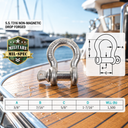 Mil Spec T316 Stainless Steel Screw Pin Anchor Shackle, Drop Forged Non-Magnetic Marine Rigging Shackle for Boat and Chain