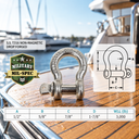 Mil Spec T316 Stainless Steel Screw Pin Anchor Shackle, Drop Forged Non-Magnetic Marine Rigging Shackle for Boat and Chain