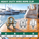 Marine Industrial Heavy Duty Wire Rope Clip Clamp, Stainless Steel Cable Clamp for Rigging, Cable, Rope, and Outdoor Use