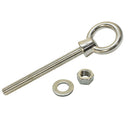 T316 Stainless Steel Marine Shoulder Eye Bolt, 3/8" Fully Threaded Eye Screw in 4", 6", and 12" Lengths