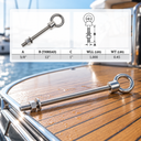 T316 Stainless Steel Marine Shoulder Eye Bolt, 3/8" Fully Threaded Eye Screw in 4", 6", and 12" Lengths