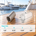 T316 Stainless Steel Chamfer Wire Rope Cable Clip Oval Sleeve, Crimping Tube Connector for Cable, Rigging, and Outdoor Use - PACK 10