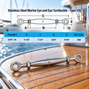 Marine Grade T316 Stainless Steel Eye-to-Eye Closed Body Turnbuckle for Boat Rigging, Cable Railing, Wire Rope Tensioning - PACK 5