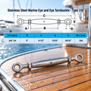 Marine Grade T316 Stainless Steel Eye-to-Eye Closed Body Turnbuckle for Boat Rigging, Cable Railing, Wire Rope Tensioning - PACK 5