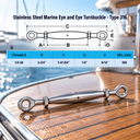 Marine Grade T316 Stainless Steel Eye-to-Eye Closed Body Turnbuckle for Boat Rigging, Cable Railing, Wire Rope Tensioning - PACK 5