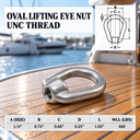 UNC Tap Thread Eye Nut, 316 Stainless Steel Marine Grade Boat Rigging Nut for Lifting, Chain, Cable, and Rope - PACK 2