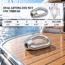 UNC Tap Thread Eye Nut, 316 Stainless Steel Marine Grade Boat Rigging Nut for Lifting, Chain, Cable, and Rope - PACK 2