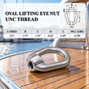 UNC Tap Thread Eye Nut, 316 Stainless Steel Marine Grade Boat Rigging Nut for Lifting, Chain, Cable, and Rope - PACK 2