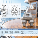 Marine Wire Rope Clip Cable Clamp, Drop Forged Galvanized Cable Clamp for Rigging, Rope Loops, and Outdoor Use - PACK 2