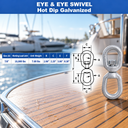 Galvanized Steel Eye & Eye Swivel for Marine Boats, Mooring Connector and Rigging Hardware for Chain, Rope, and Cable