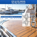 Galvanized Steel Eye & Eye Swivel for Marine Boats, Mooring Connector and Rigging Hardware for Chain, Rope, and Cable
