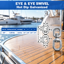 Galvanized Steel Eye & Eye Swivel for Marine Boats, Mooring Connector and Rigging Hardware for Chain, Rope, and Cable