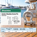 Screw Pin Anchor D Ring Shackle, Galvanized Steel Drop Forged Rigging Connector for Chain, Rope, Cable, and Towing