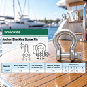 Screw Pin Anchor D Ring Shackle, Galvanized Steel Drop Forged Rigging Connector for Chain, Rope, Cable, and Towing