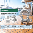 Screw Pin Anchor D Ring Shackle, Galvanized Steel Drop Forged Rigging Connector for Chain, Rope, Cable, and Towing