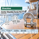 Screw Pin Anchor D Ring Shackle, Galvanized Steel Drop Forged Rigging Connector for Chain, Rope, Cable, and Towing