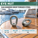 Hot-Dipped Galvanized Eye Nut, Drop Forged Carbon Steel Tap Thread Lifting and Rigging Hardware for Chain, Cable, and Rope - PACK 5