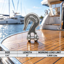 Marine Stainless Steel T316 Clevis Grab Hook, Boat Towing Tie Down Shackle for Chain, Rigging, Trailer, and Outdoor Use
