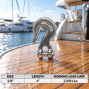 Marine Stainless Steel T316 Clevis Grab Hook, Boat Towing Tie Down Shackle for Chain, Rigging, Trailer, and Outdoor Use