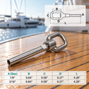 T316 Stainless Steel Swivel Gate Eye Hand Swage Stud, Marine Cable Wire Rope Fitting for Deck, Lifeline, Rigging - PACK 4