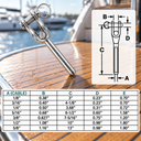 T316 Stainless Steel Swage Toggle Terminal, Marine Cable Wire Rope Fitting for Railing, Lifeline, Dock, Deck - PACK 5