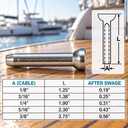 T316 Stainless Steel Stemball Swage Terminal for Wood Post, Cable Railing Wire Rope End Fitting for Deck, Stair - PACK 10