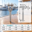 Marine Grade T316 Stainless Steel Hand Swage Toggle Terminal, Cable Wire Rope Fitting for Boat, Dock, Deck, and Outdoor Use - PACK 5