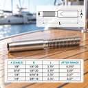 Marine Grade T316 Stainless Steel Invisi-Stud Swage Terminal, Concealed Cable Railing Wire Rope Fitting - PACK 4